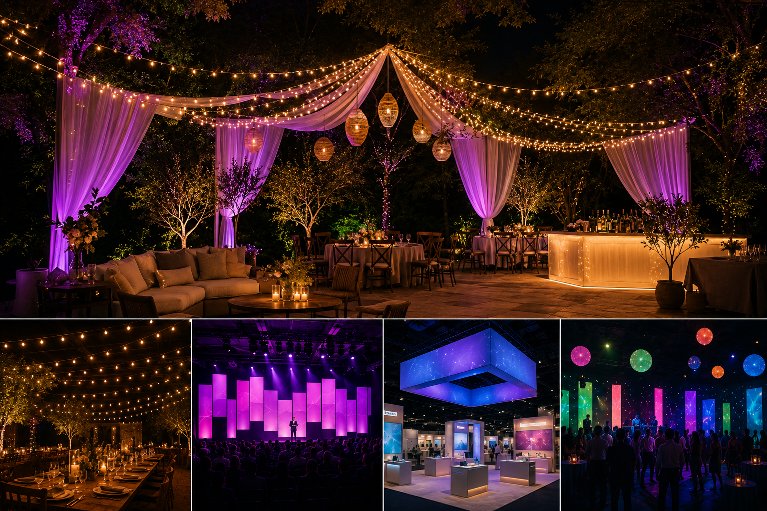 Elegant event hall with professional lighting